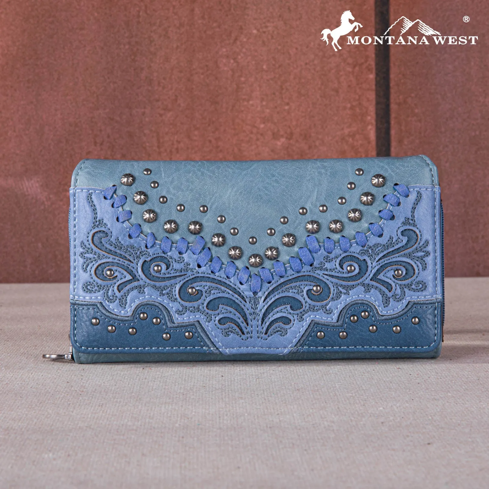 MW1269-W010 Montana West Embroidered Scroll Cut-out Collection Wallet