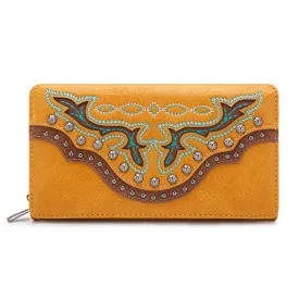 MW1281-W010 Montana West Embroidered Wallet -Mustard