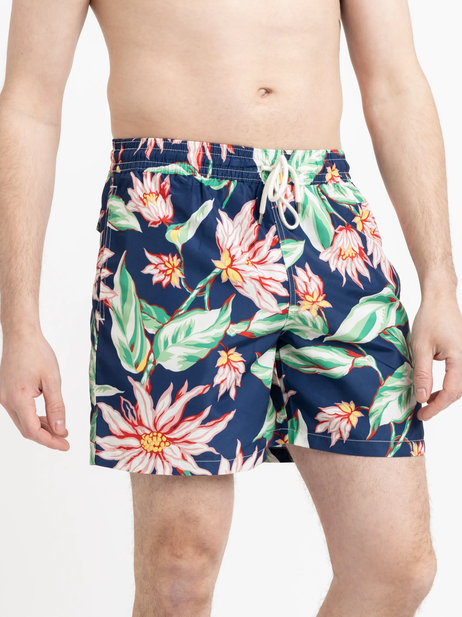 Navy 5.75-Inch Floral Swim Trunks