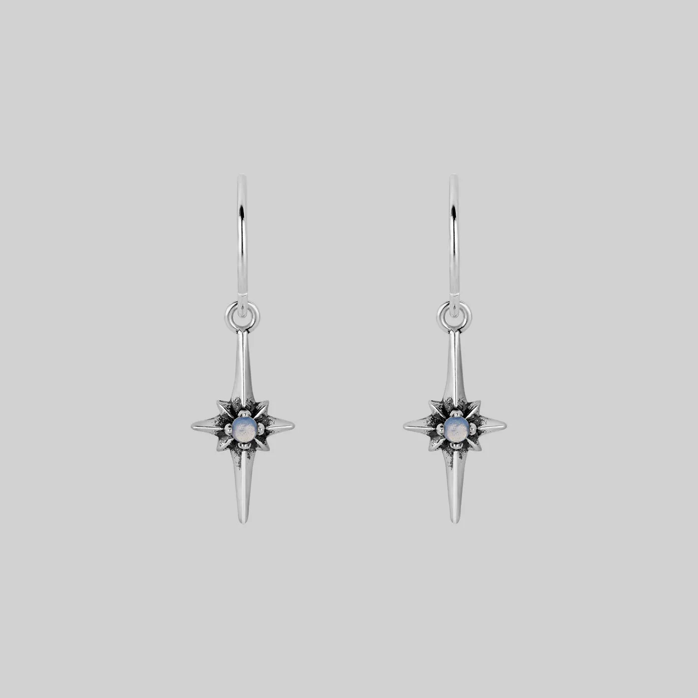 NOVA. Star Flare Opalite Hoop Earrings - Silver