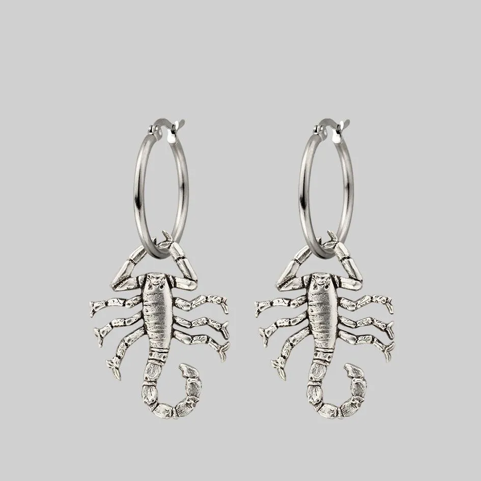 NOXIOUS. Scorpion Hoop Earrings - Silver