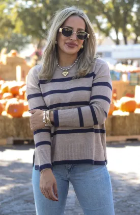 Out Of Curiosity Mocha Striped Sweater