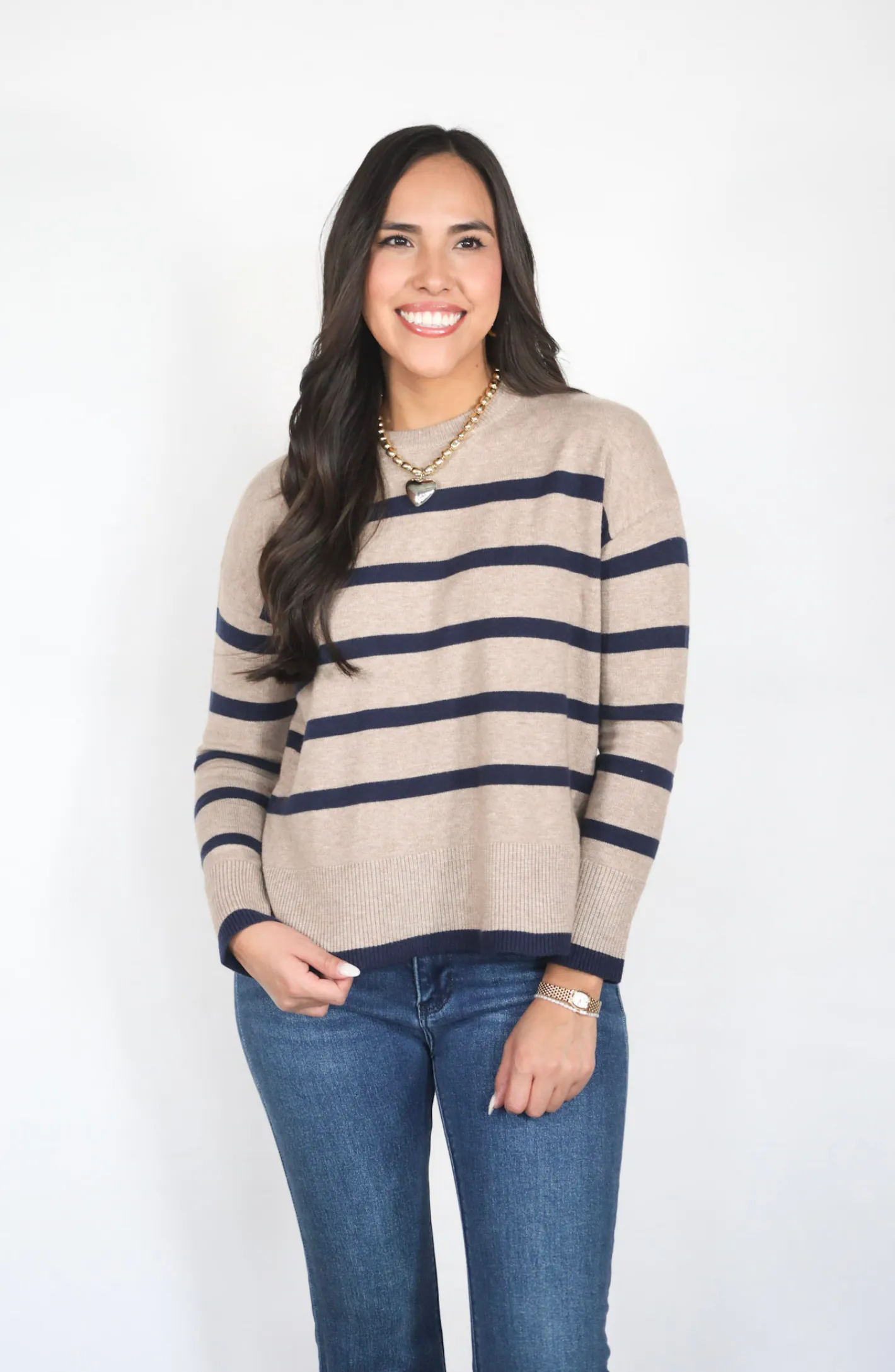 Out Of Curiosity Mocha Striped Sweater