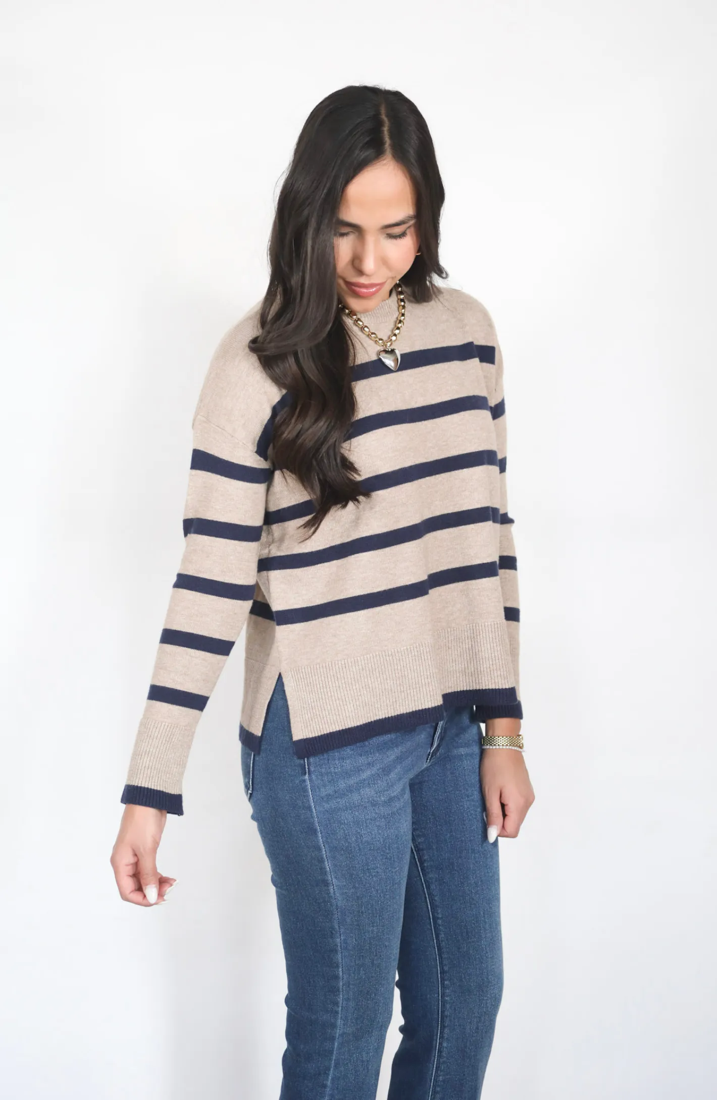 Out Of Curiosity Mocha Striped Sweater