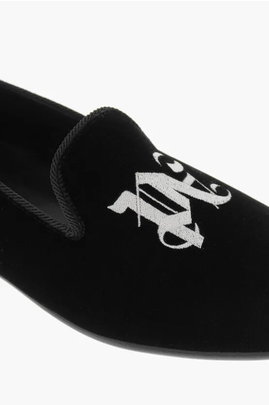 Palm Angels Monogram Embroidered Velvet Loafers