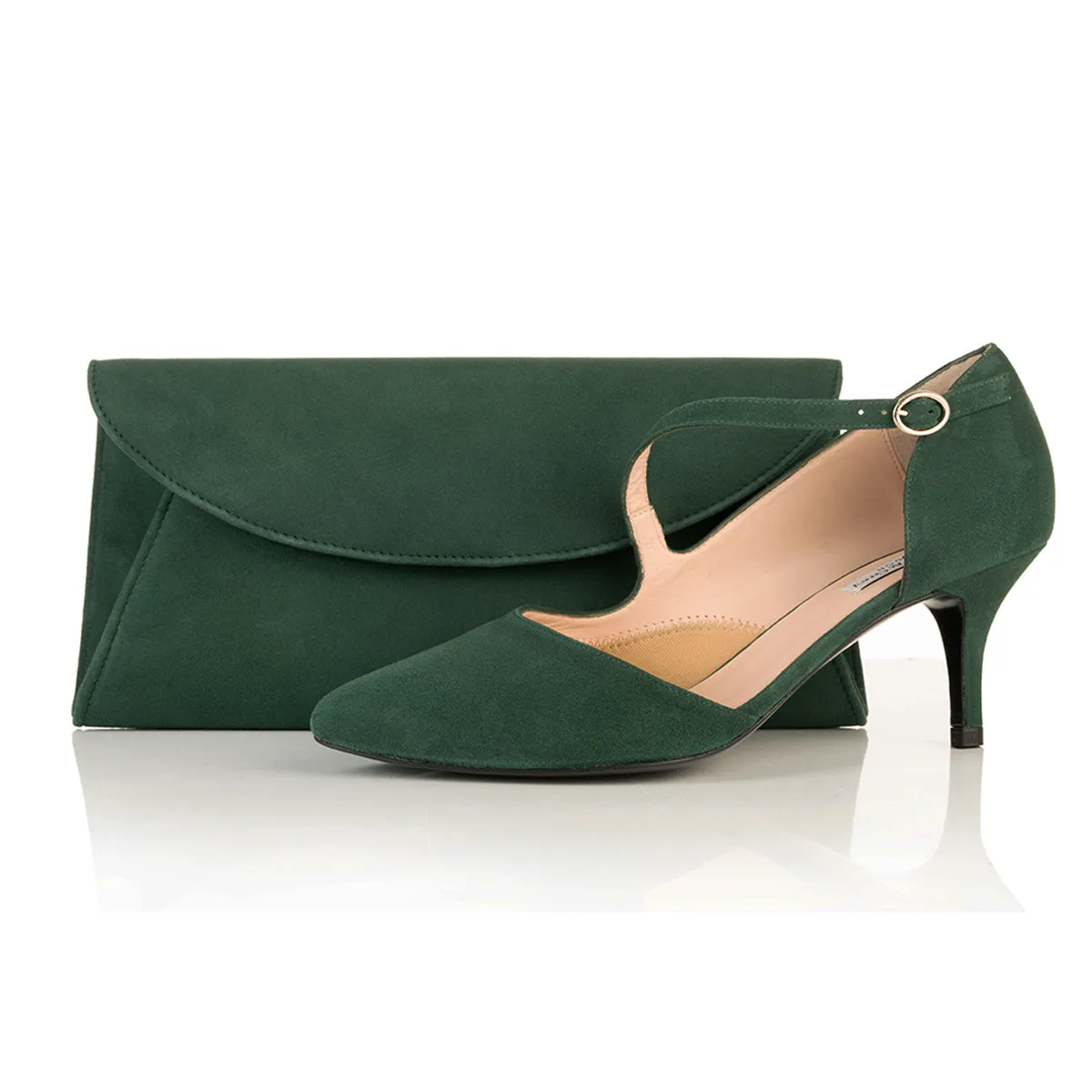 Penelope Extra-Wide Fit Shoes - Green Suede