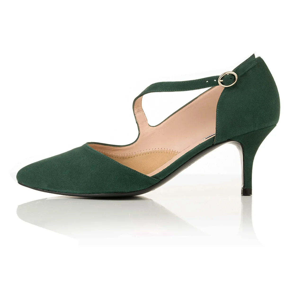 Penelope Extra-Wide Fit Shoes - Green Suede