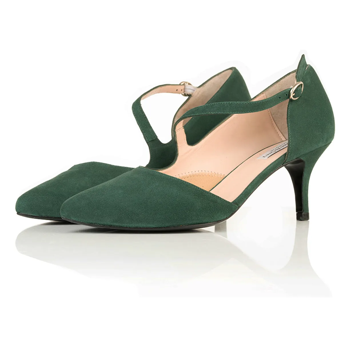 Penelope Extra-Wide Fit Shoes - Green Suede