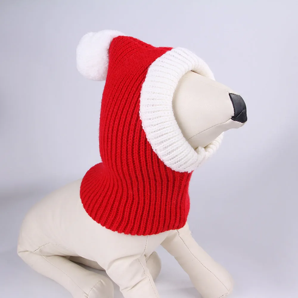 Pet Woolen Hat Stylish Red or Green 3 Sizes Covers Head Ears and Neck