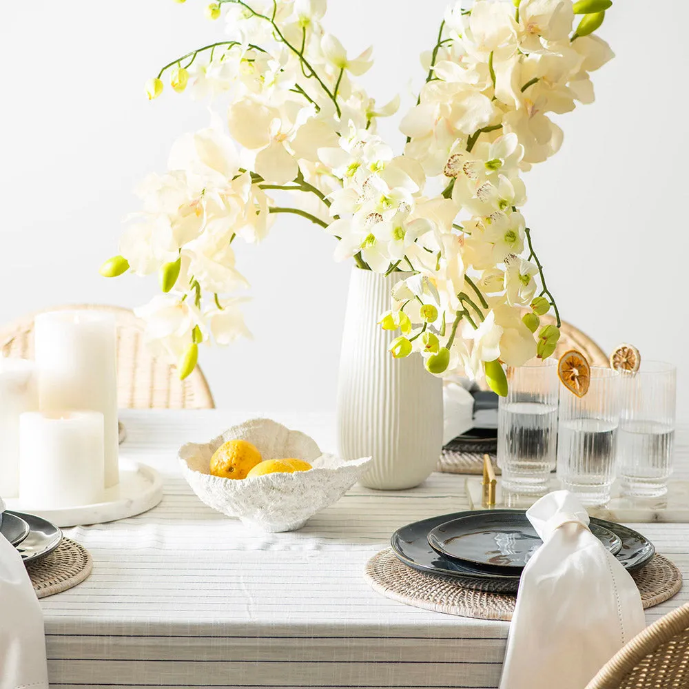 Pinstripe Tablecloth White & Blue 150x350cm