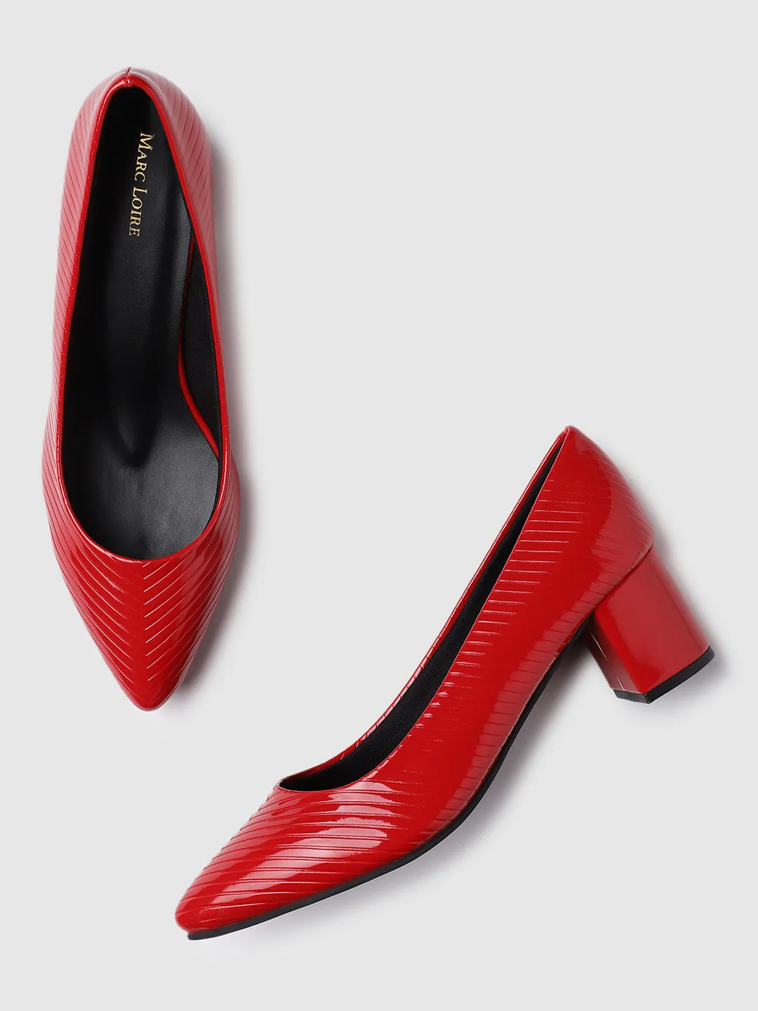 Pointed Toe Block Heel Pumps