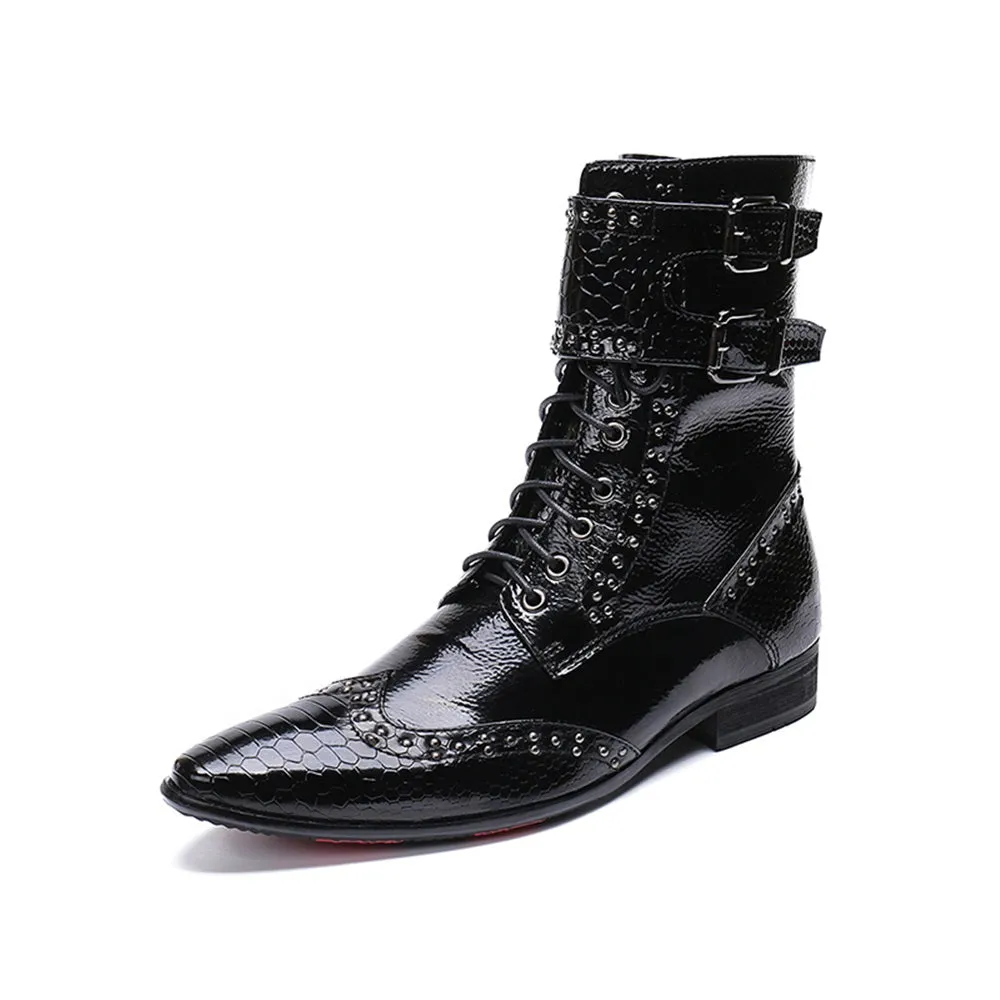 Pointed Zip Men Mid Calf Boots