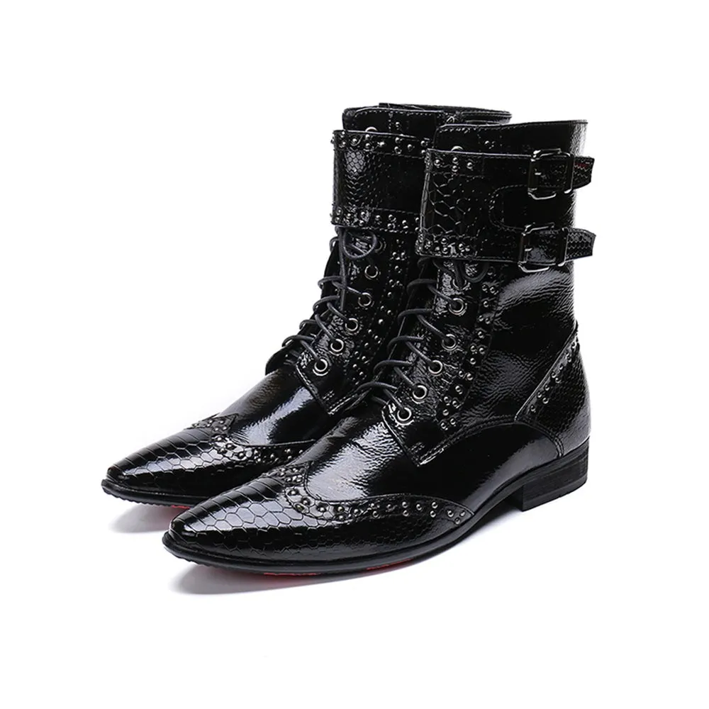 Pointed Zip Men Mid Calf Boots