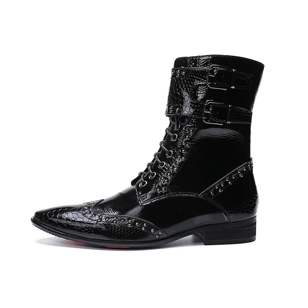 Pointed Zip Men Mid Calf Boots