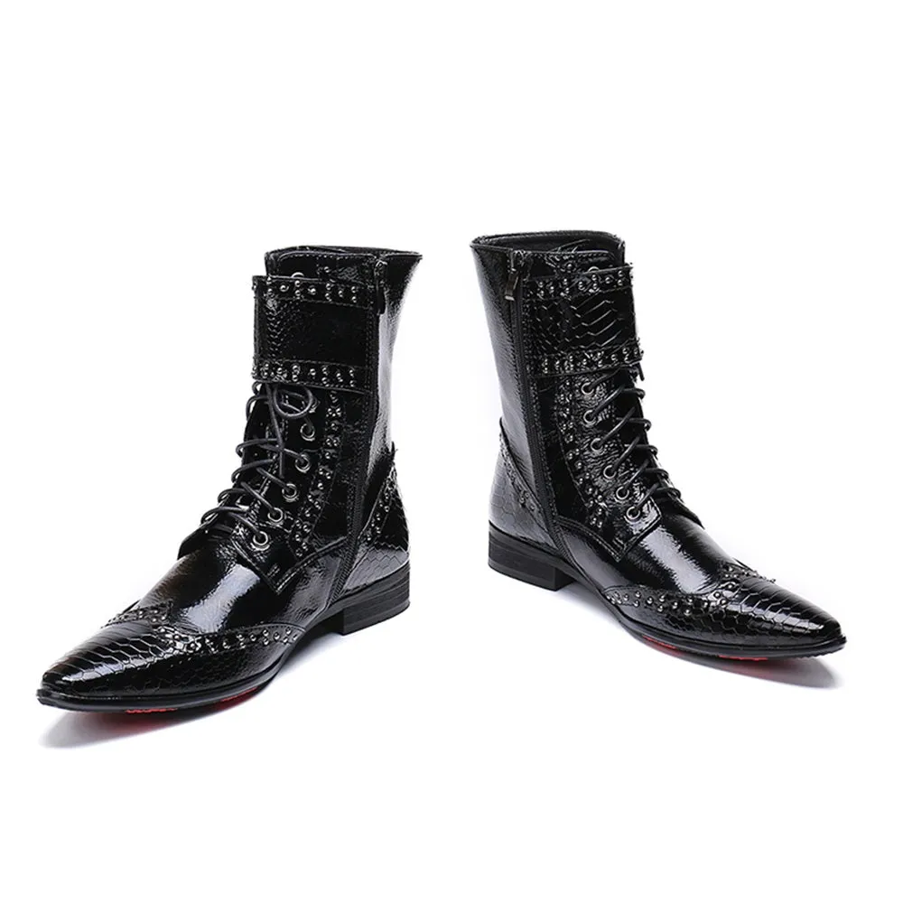 Pointed Zip Men Mid Calf Boots