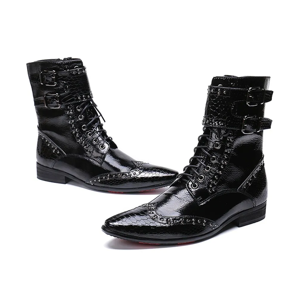 Pointed Zip Men Mid Calf Boots