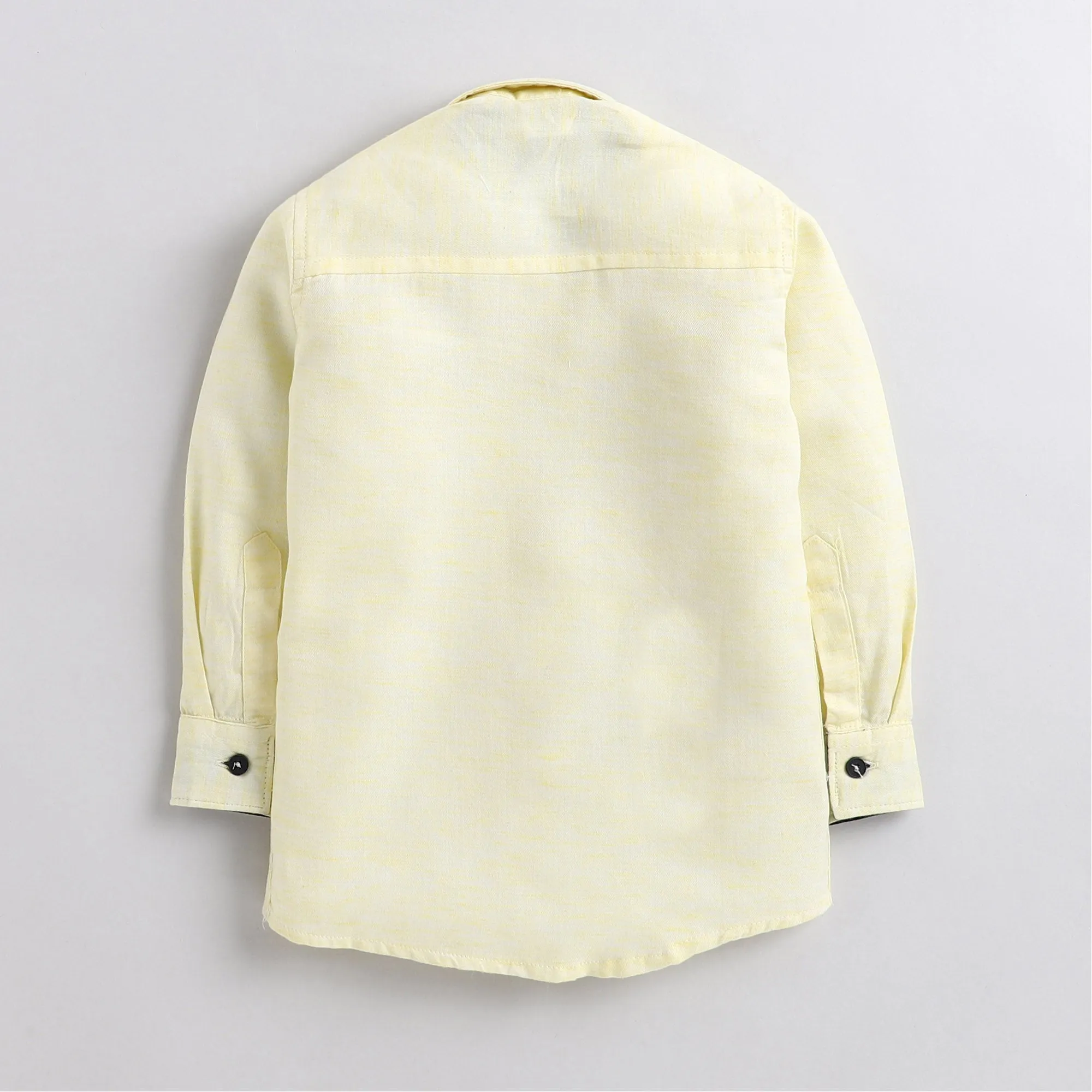 Polka Tots Full Sleeves Crocodile Patch Detailing Shirt - Yellow