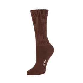 Rib Knit - Organic Cotton Crew Socks - Cocoa