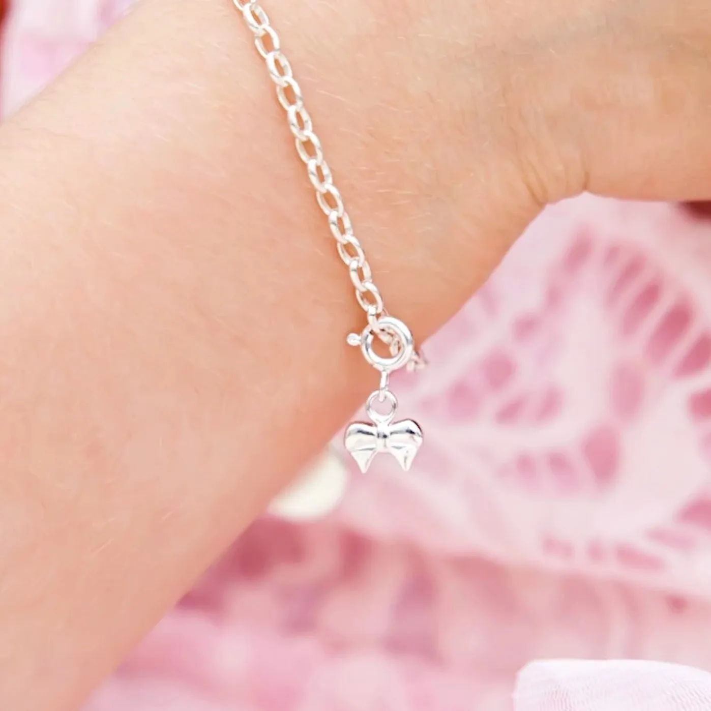 Ribbon Bow Charm - Sterling Silver