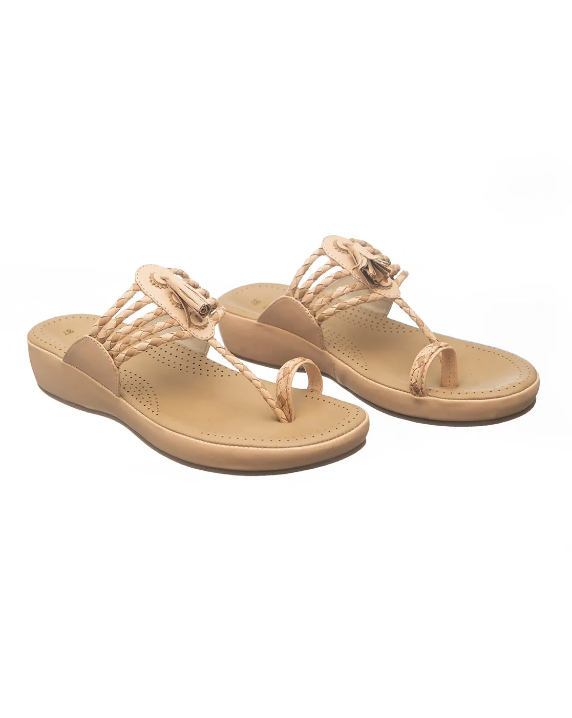 Rose gold Kolhapuri Style Toe-Ring Flats for Women