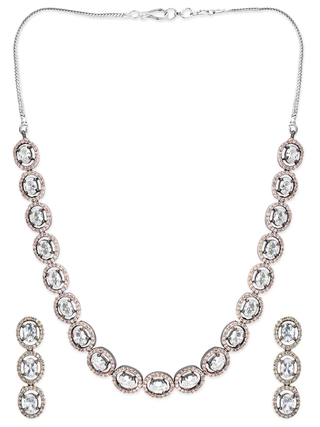 Rubans 22K Dual Tone polished AD Necklace set.