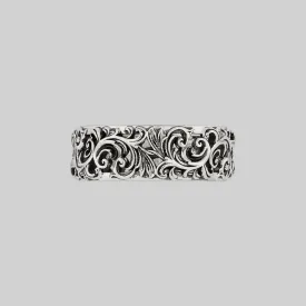 Exquisite Silver Ornate Flourish Band Ring