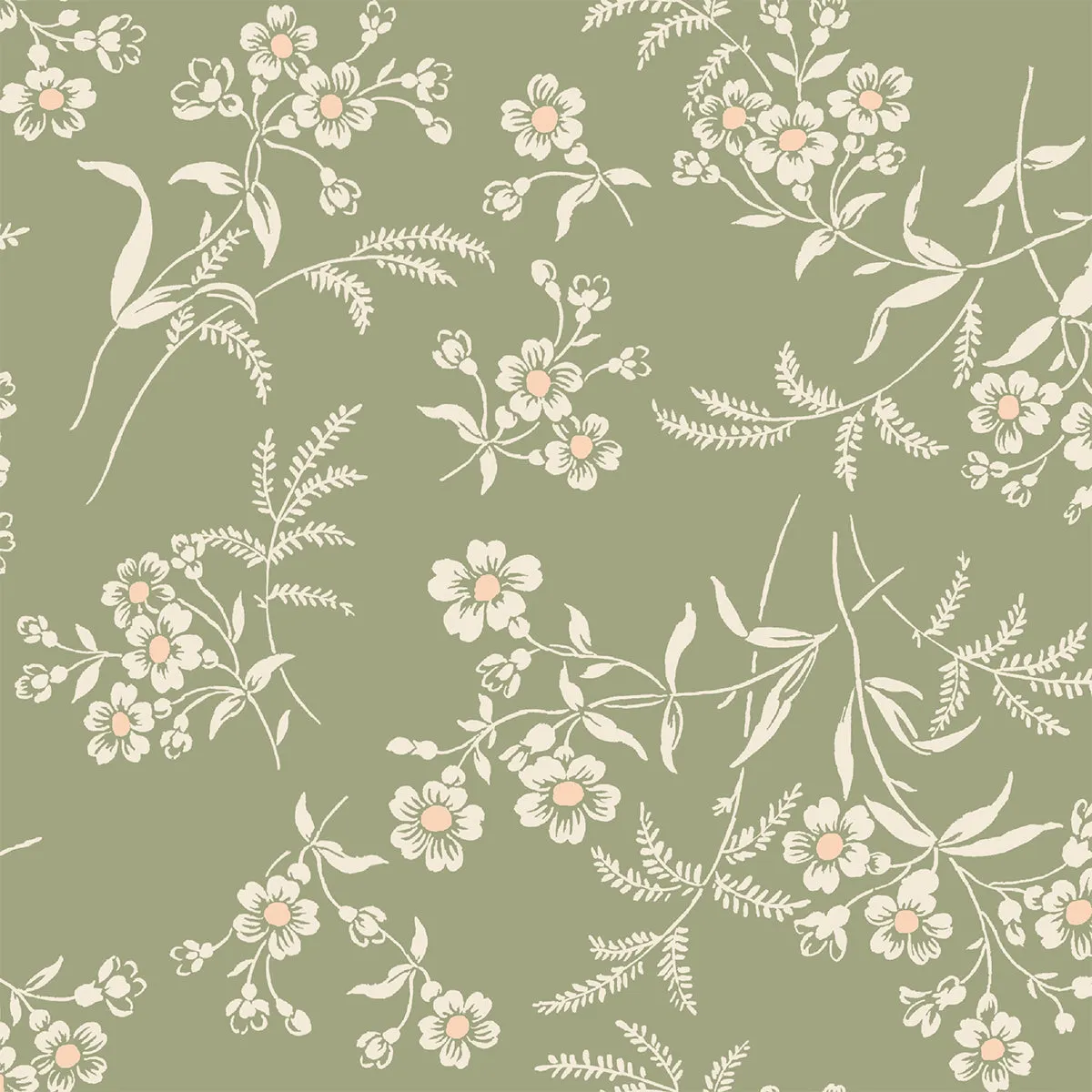 Sage Camille Floral Wallpaper