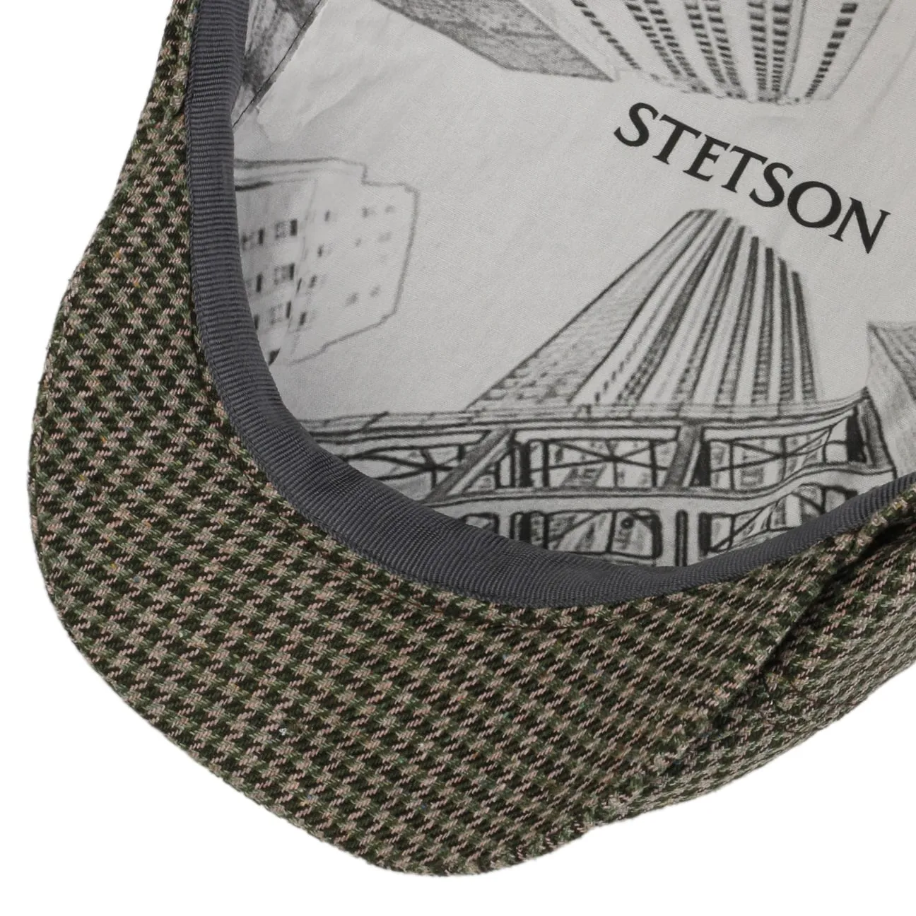 Silk Houndstooth Flat Cap by Stetson