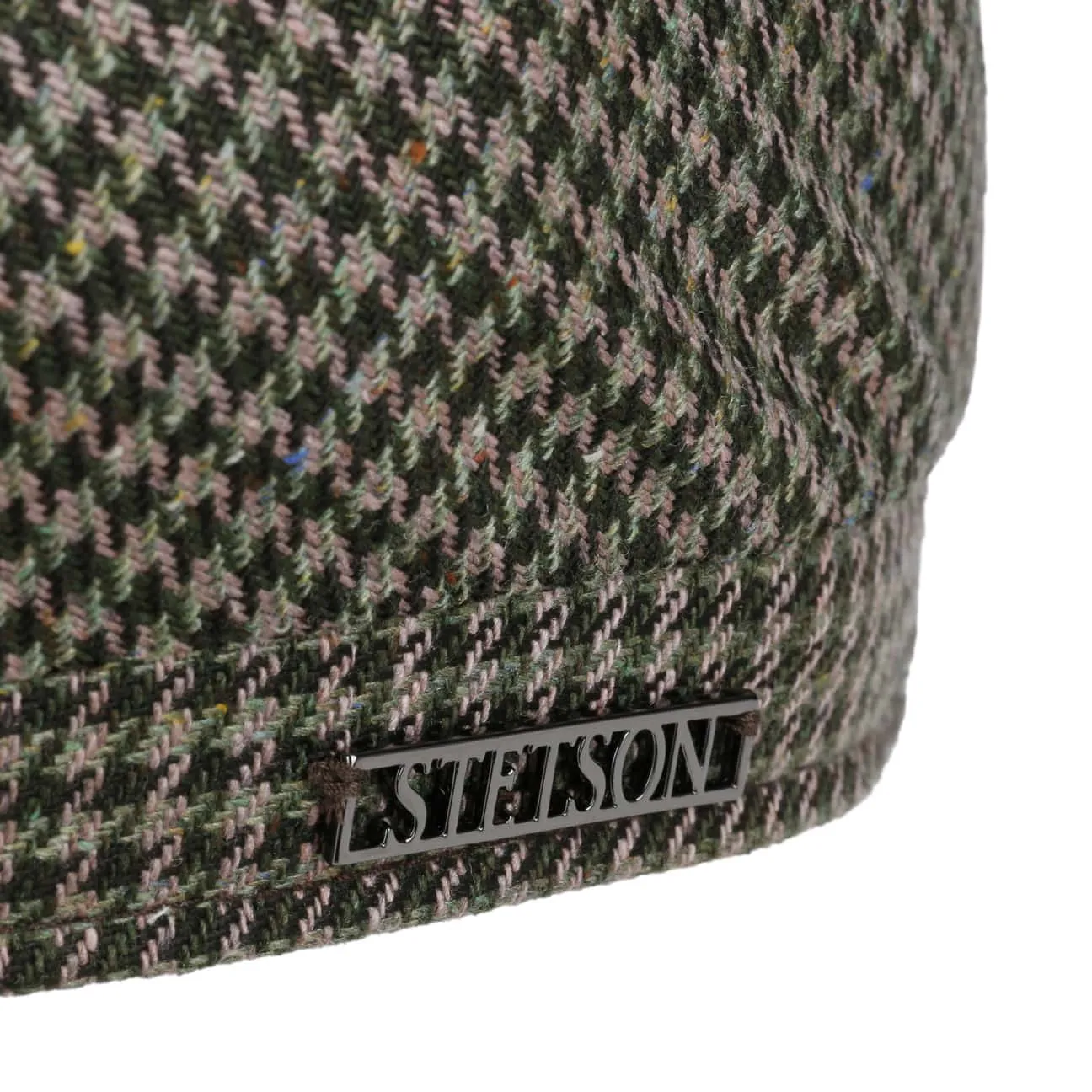 Silk Houndstooth Flat Cap by Stetson