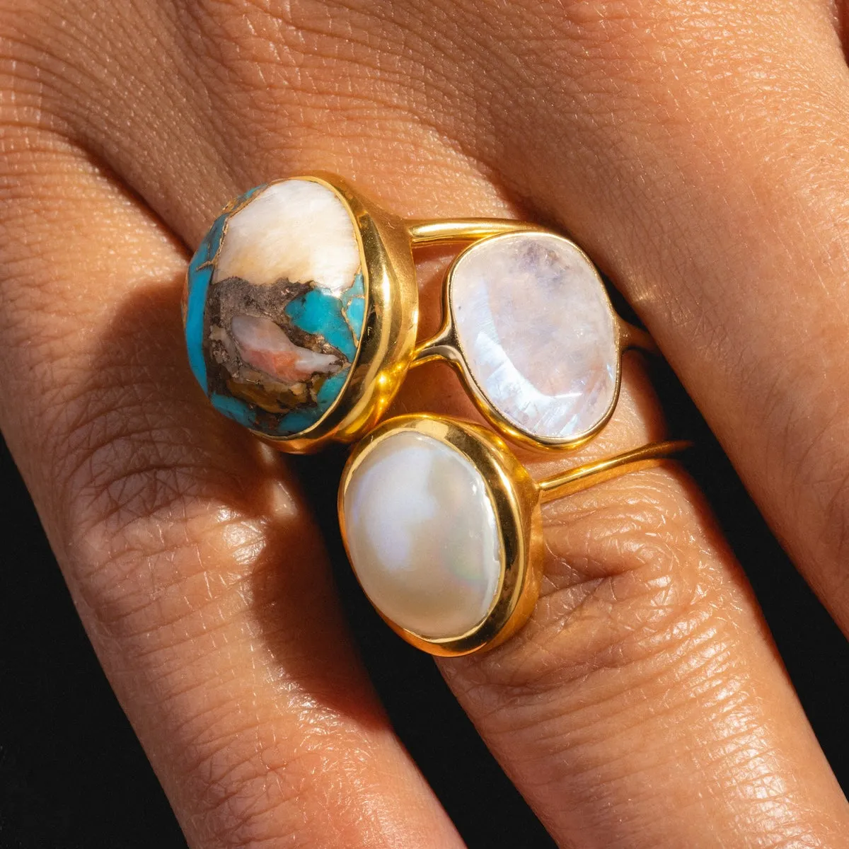 Simple Semi Precious Pearl Ring