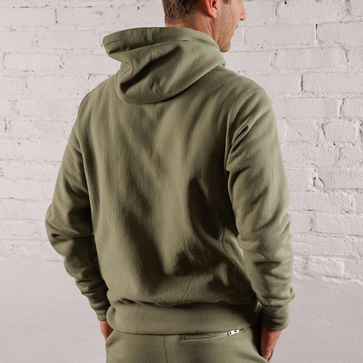 Skyline Heavyweight Fleece Hoodie in Dusty Olive