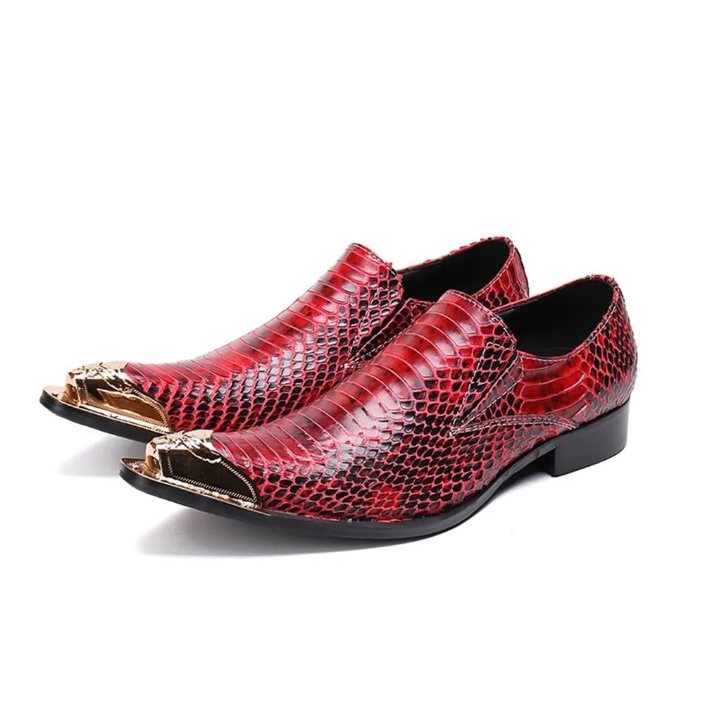 Snakeskin Slip on Steel Toe Oxfords For Men