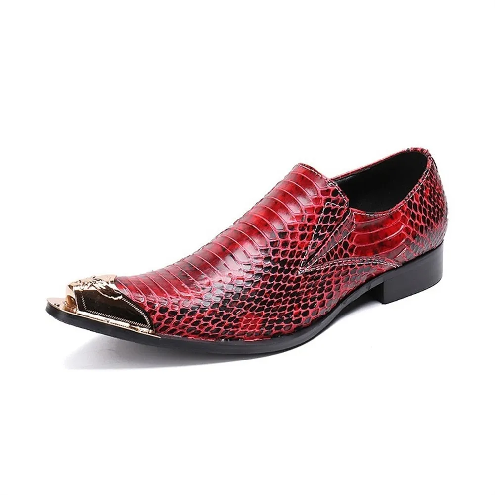 Snakeskin Slip on Steel Toe Oxfords For Men