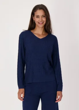 Spanner - V-Neck Basket Weave Sweater