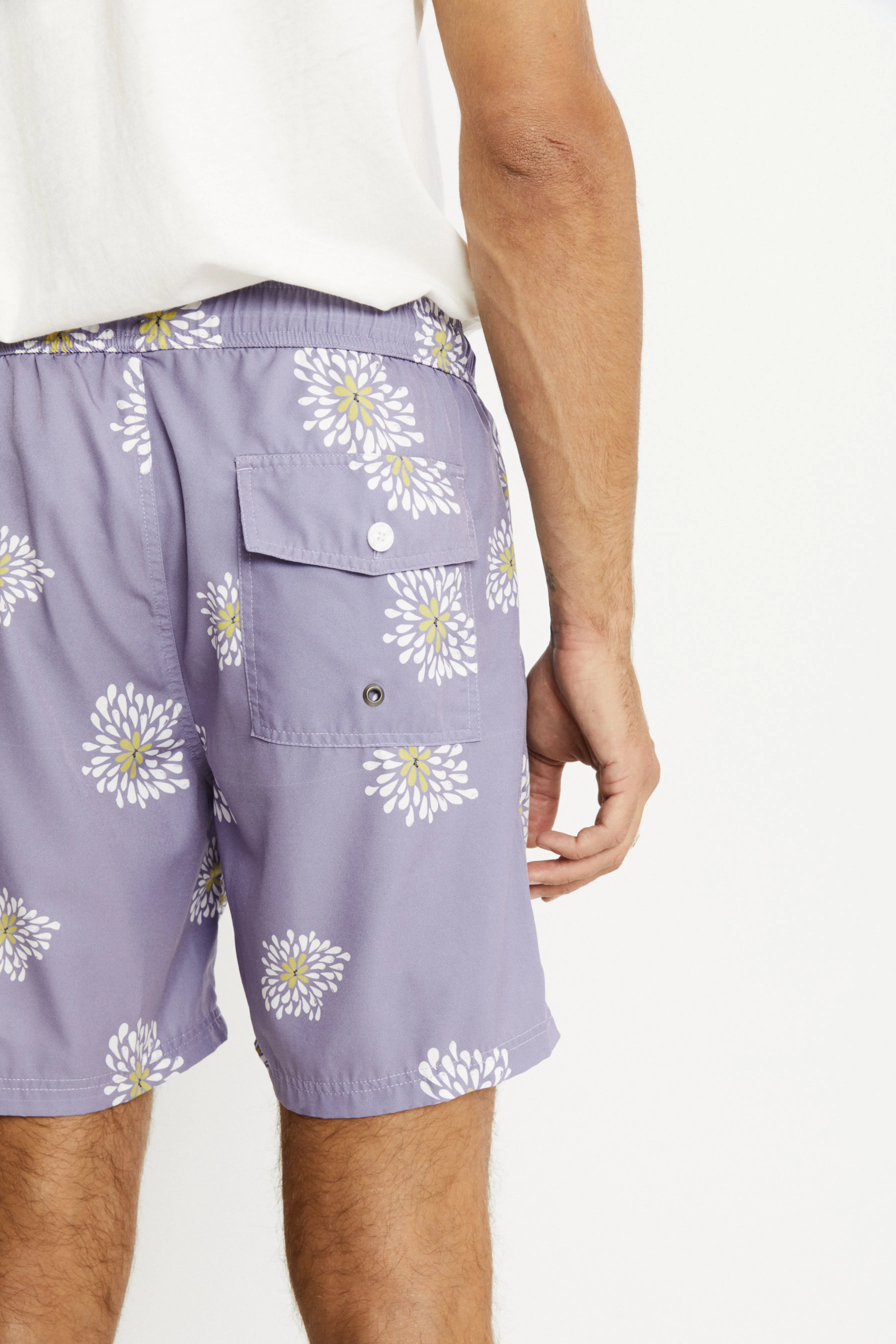 Swim Short -  Light Violet Oversized Flower