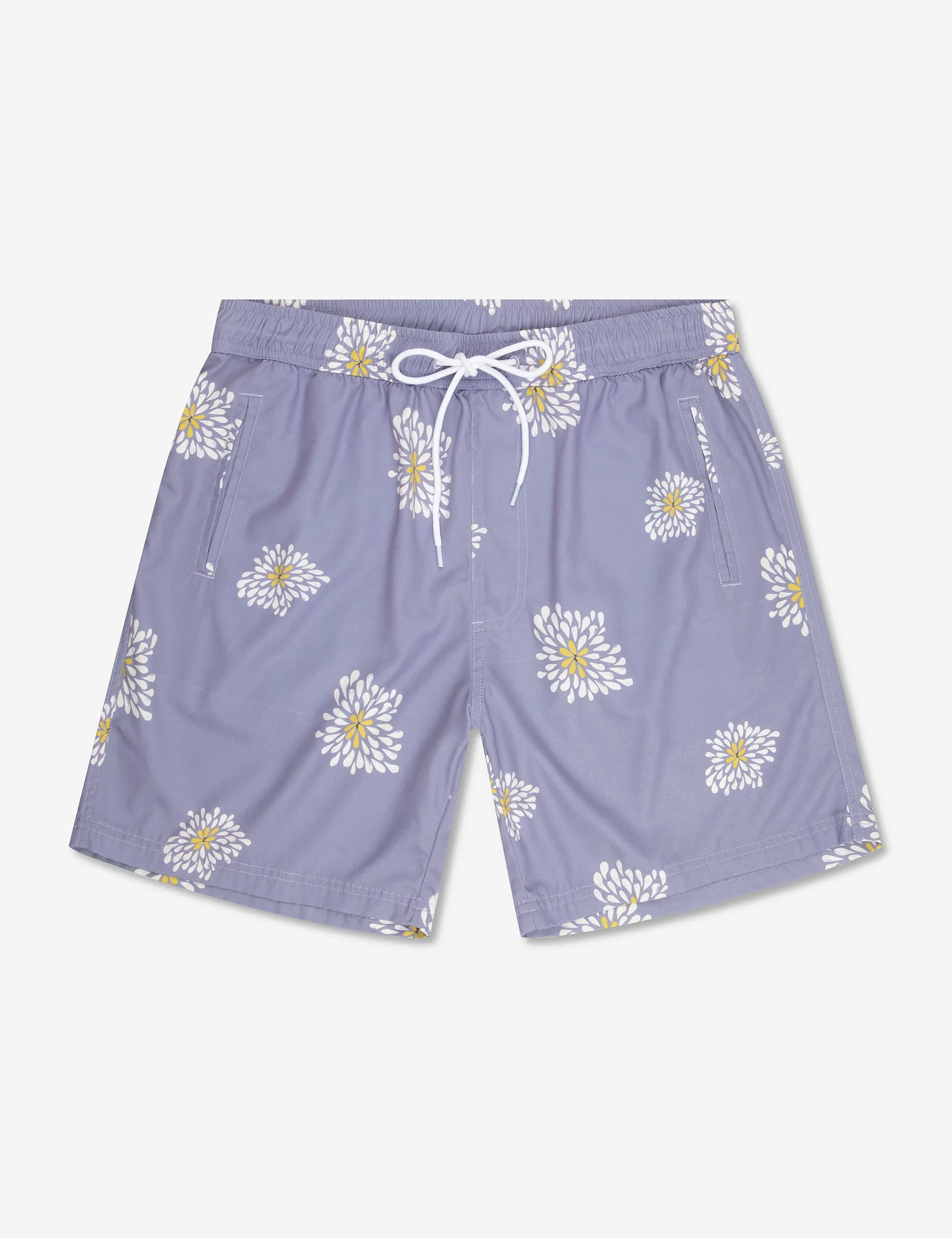 Swim Short -  Light Violet Oversized Flower