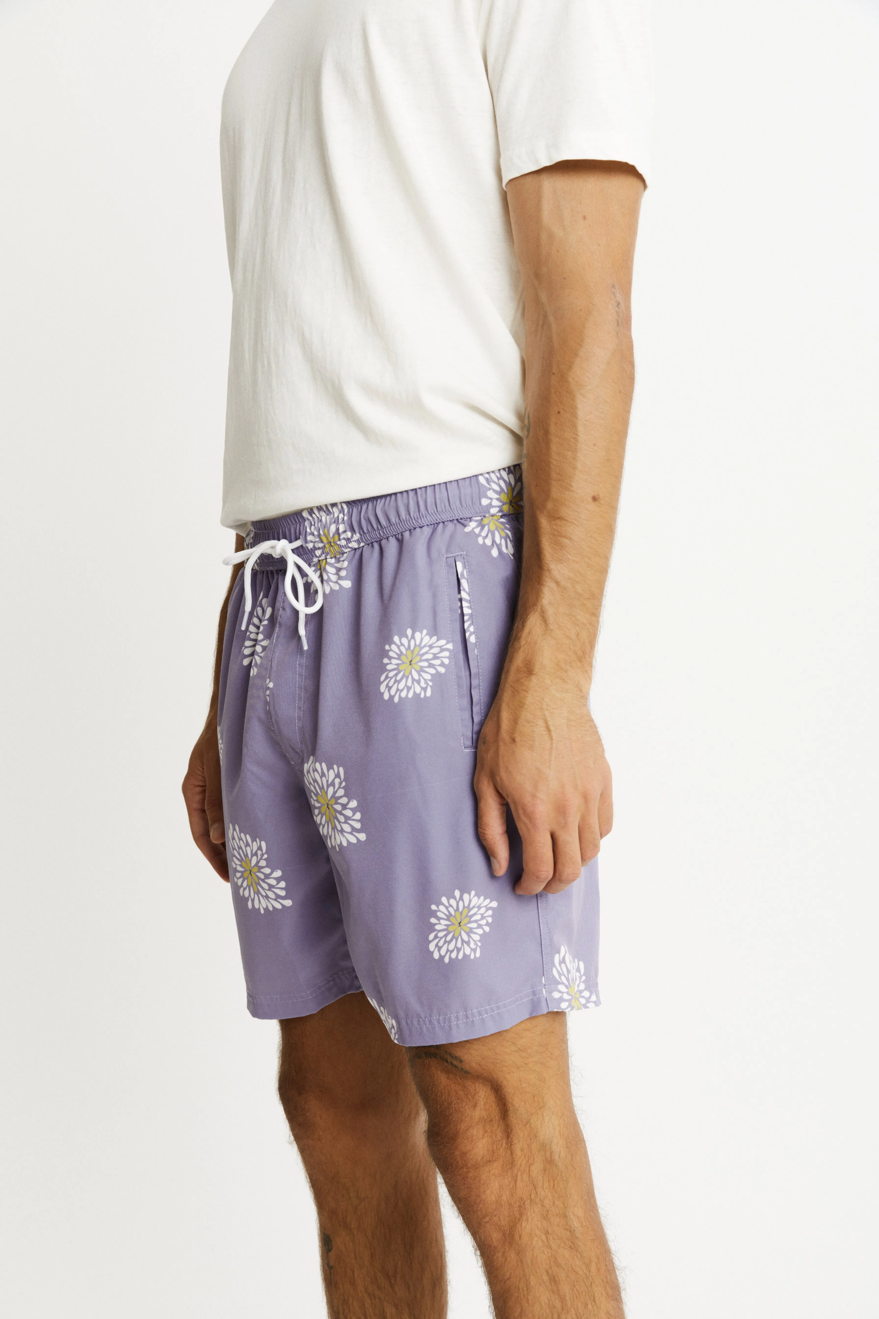 Swim Short -  Light Violet Oversized Flower