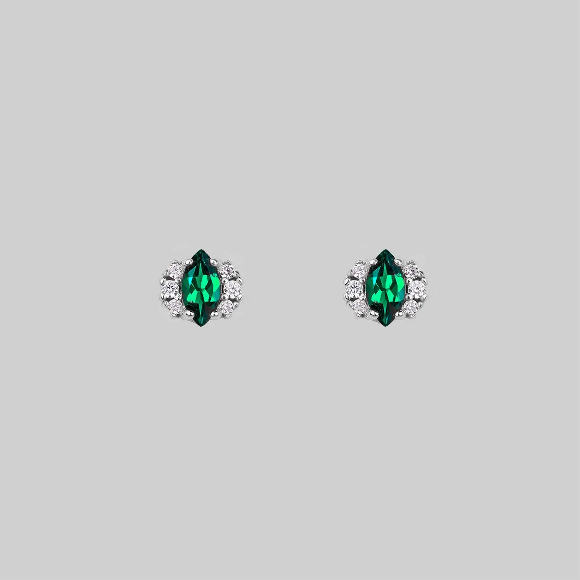 TALIA. Green Quartz Cluster Stud Silver Earrings