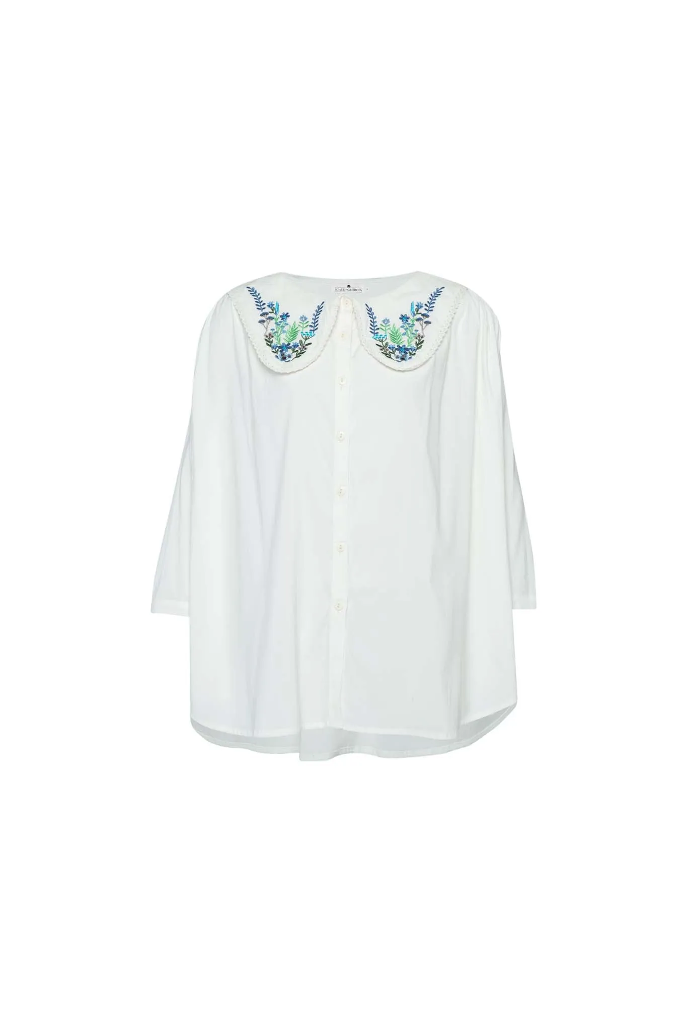 THE CISCO EMBROIDERED DREAM SHIRT - FLOWERS BLUE