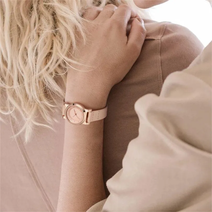 TID No.4 Watch for Women / 28mm Rose Gold Dial / Champagne Leather Strap