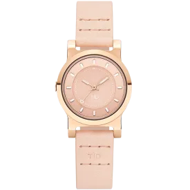 TID No.4 Watch for Women / 28mm Rose Gold Dial / Champagne Leather Strap