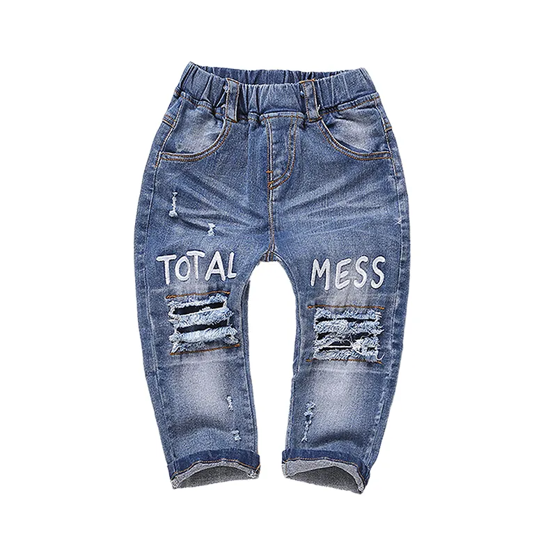 Toddler Elastic Distressed Ripped Denim Pants