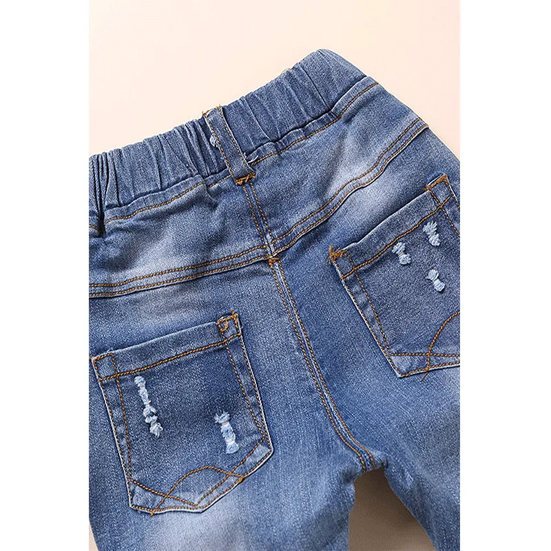 Toddler Elastic Distressed Ripped Denim Pants