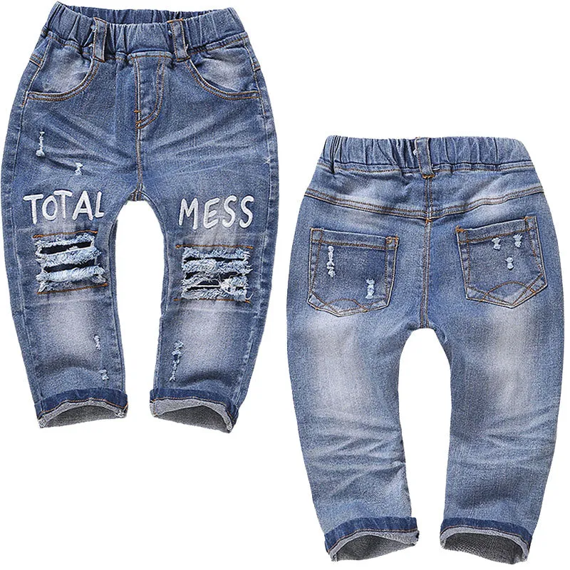 Toddler Elastic Distressed Ripped Denim Pants