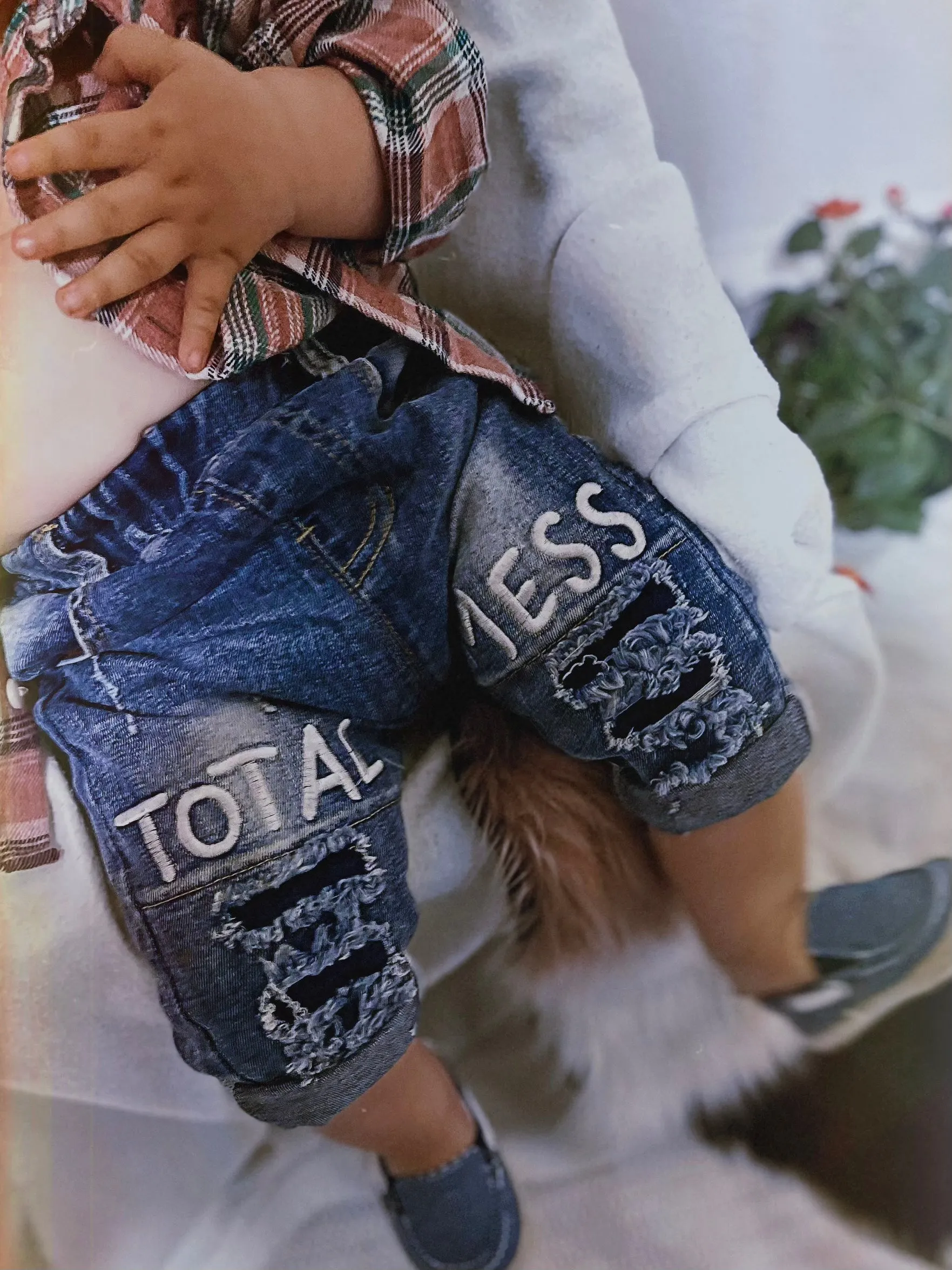 Toddler Elastic Distressed Ripped Denim Pants