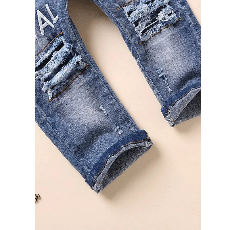 Toddler Elastic Distressed Ripped Denim Pants