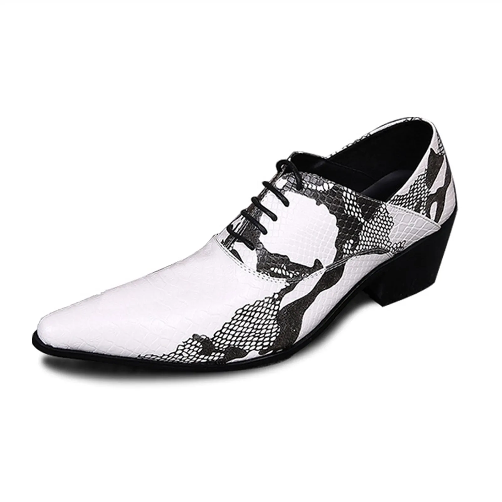 Two Tones Pointed Low Top Printed Men Oxfords