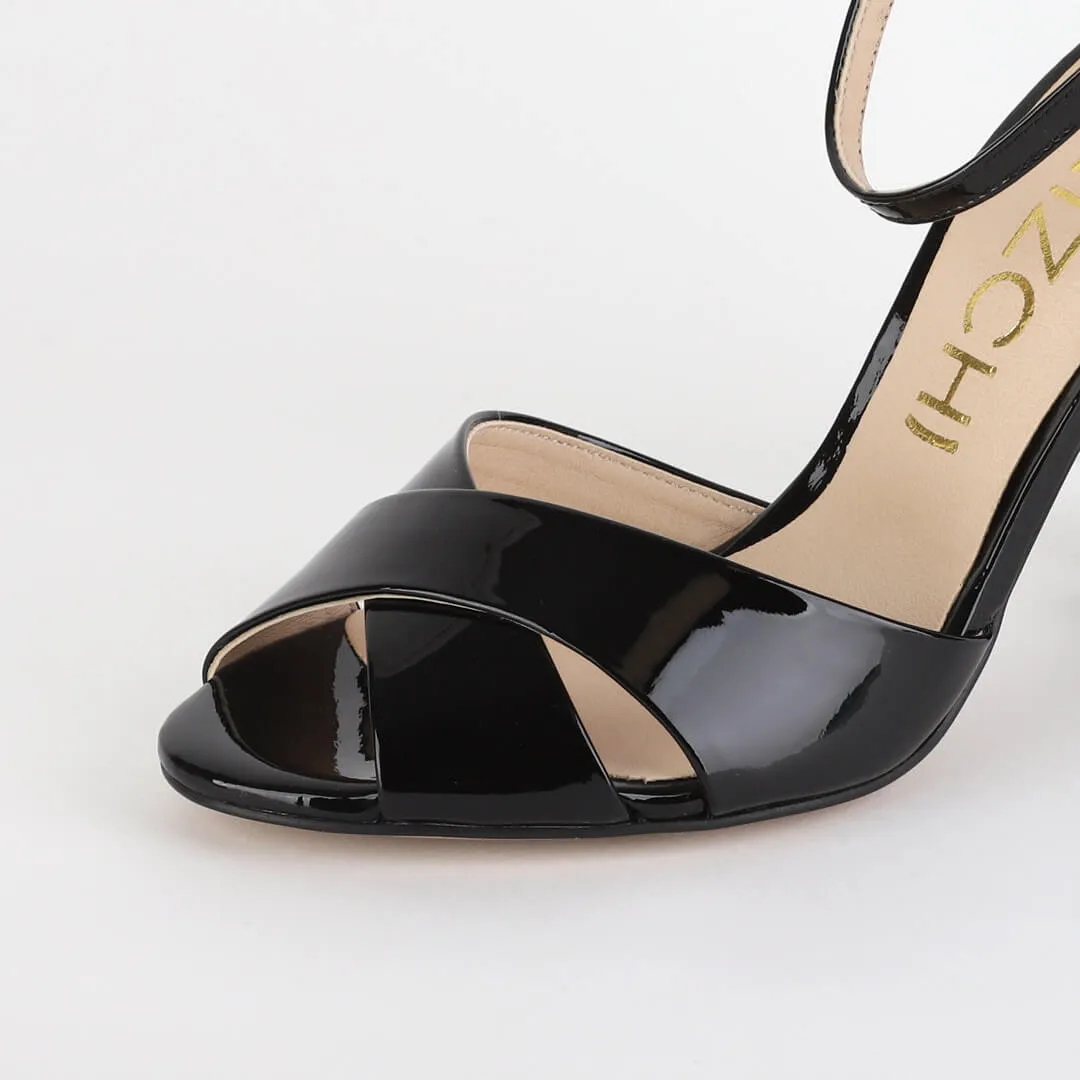 *UK size 2 - ALOVE PATENT - black, 9cm heels