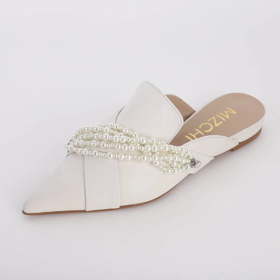 *UK size 2 - MARGARET - pearl white, 2cm heels