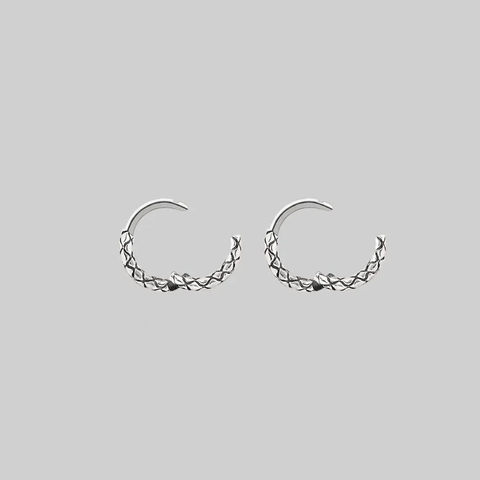 VEGA. Snake Skin Clicker Hoop Earrings - Silver